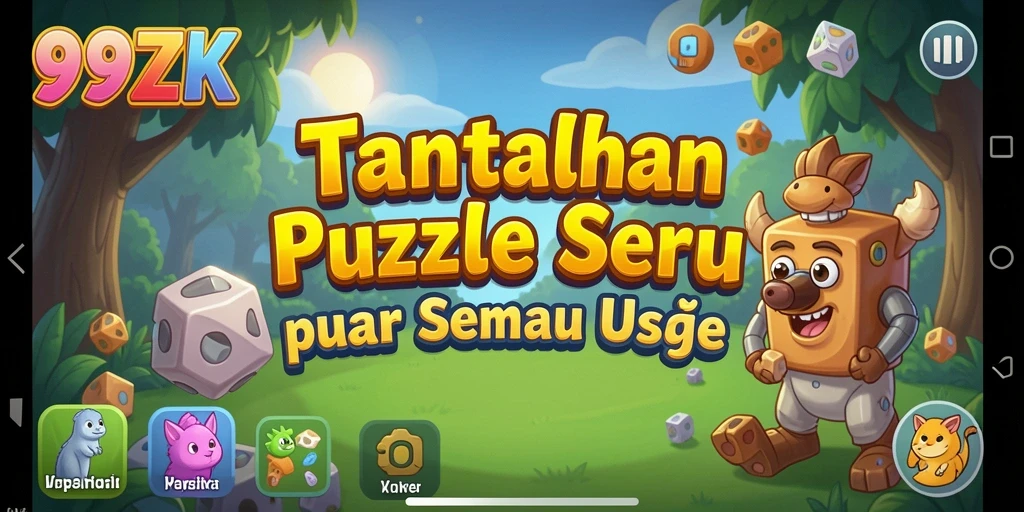 Tampilan gameplay 99ZK dengan tantangan puzzle yang menarik dan grafis yang cerah.