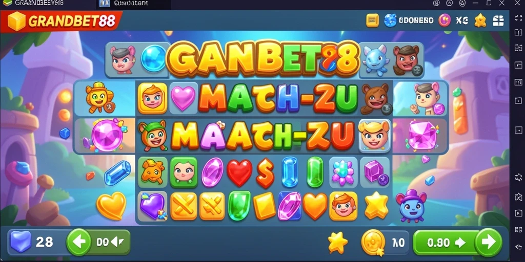 Tampilan gameplay <strong>GRANDBET88</strong> yang menarik dan penuh tantangan Match-3.