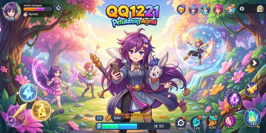 Tampilan gameplay <strong>QQ1221</strong> yang penuh warna dan karakter menarik.