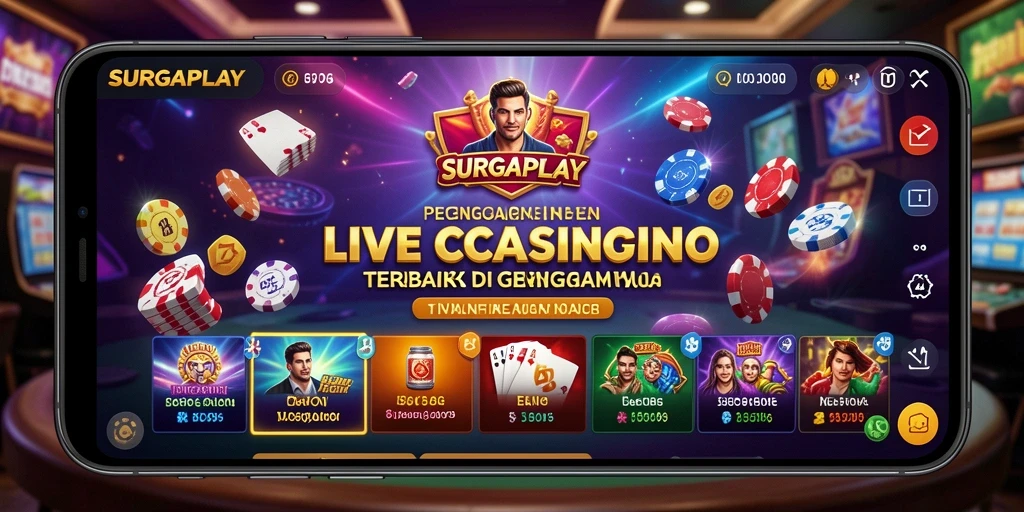 Gambaran gameplay SURGAPLAY yang menampilkan dealer profesional dan interaksi pemain.